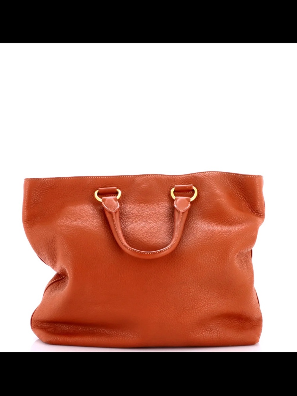 Prada Burnt Orange Pebbled Leather Tote with Gold Hardware vitello Daino large - Picture 3 of 8
